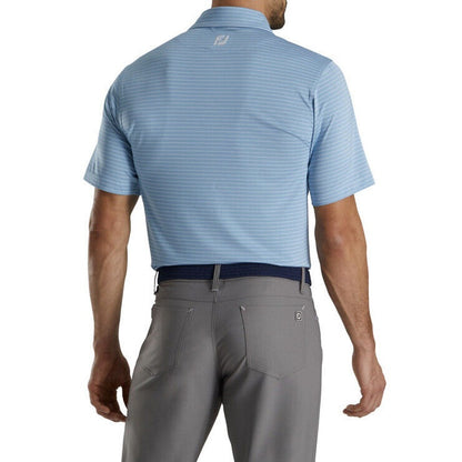 FOOTJOY Men's Stretch Lisle Pencil Stripes Golf Polo Shirt- Blue - Medium- NEW