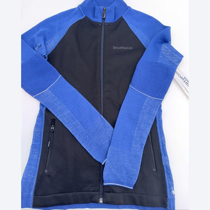 $200 SmartWool Woman’s Intraknit Active Jacket Merino Wool-Black/Blue-Medium-New