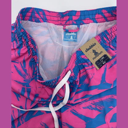 $70 Chubbies The Palm Springers 5.5" Inseam Swim Trunks-Pink/Blue-XLarge-New Tag