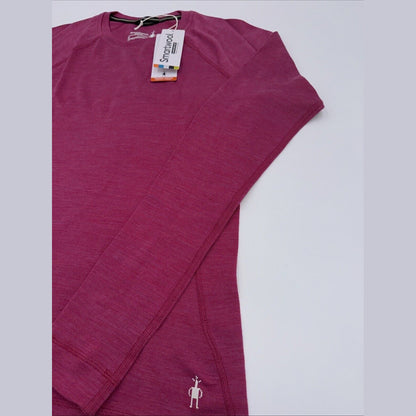 $110 Smartwool Women’s Merino Base Layer Top Long Sleeve-Festive Fuchsia-Medium