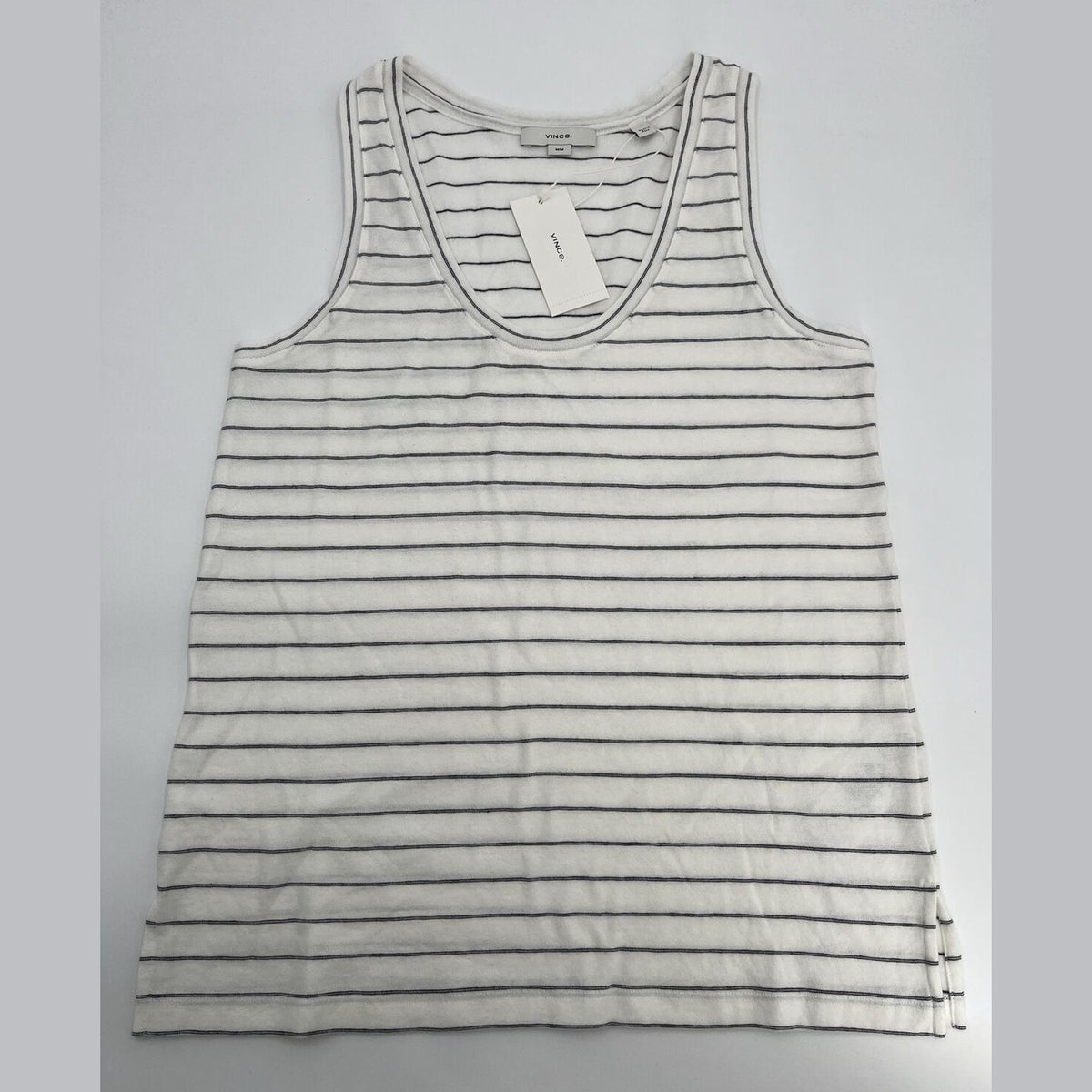 $80 *New* Vince Easy Scoop Neck Striped Tank Top- Off White- Medium-New Tag