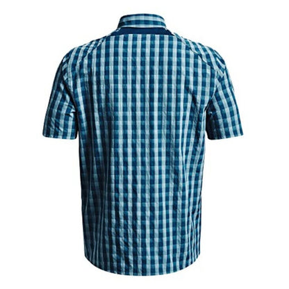 Under Armour Men's DRIFT TIDE 2.0 Slim Plaid Short Sleeve Shirt-Deep Blue-Small