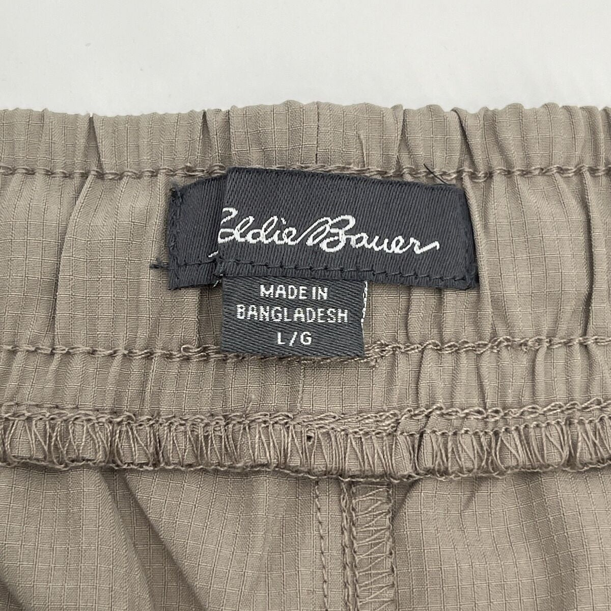 $60 Eddie Bauer Men's Inland 8” Woven Tech Drawstring Pull On Shorts-Taupe-Large