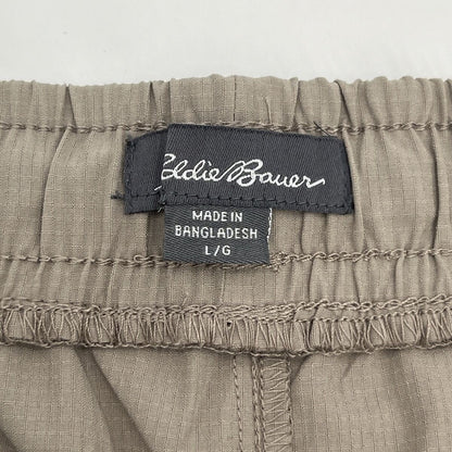 $60 Eddie Bauer Men's Inland 8” Woven Tech Drawstring Pull On Shorts-Taupe-Large