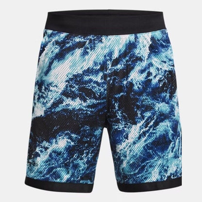 Under Armour Men’s Curry X Bruce Lee Be Water Mesh Basketball Shorts-Blue -Large