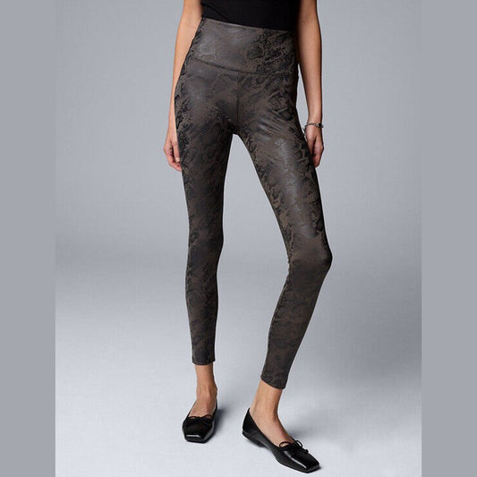 Simply Vera Wang Pants Women’s Faux Leather  Leggings-Charcoal Snake - Small-New