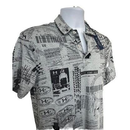 $85 Penguin Men’s Surprise Pattern Assorted Polo Shirt -Grey/ Black- Small-New