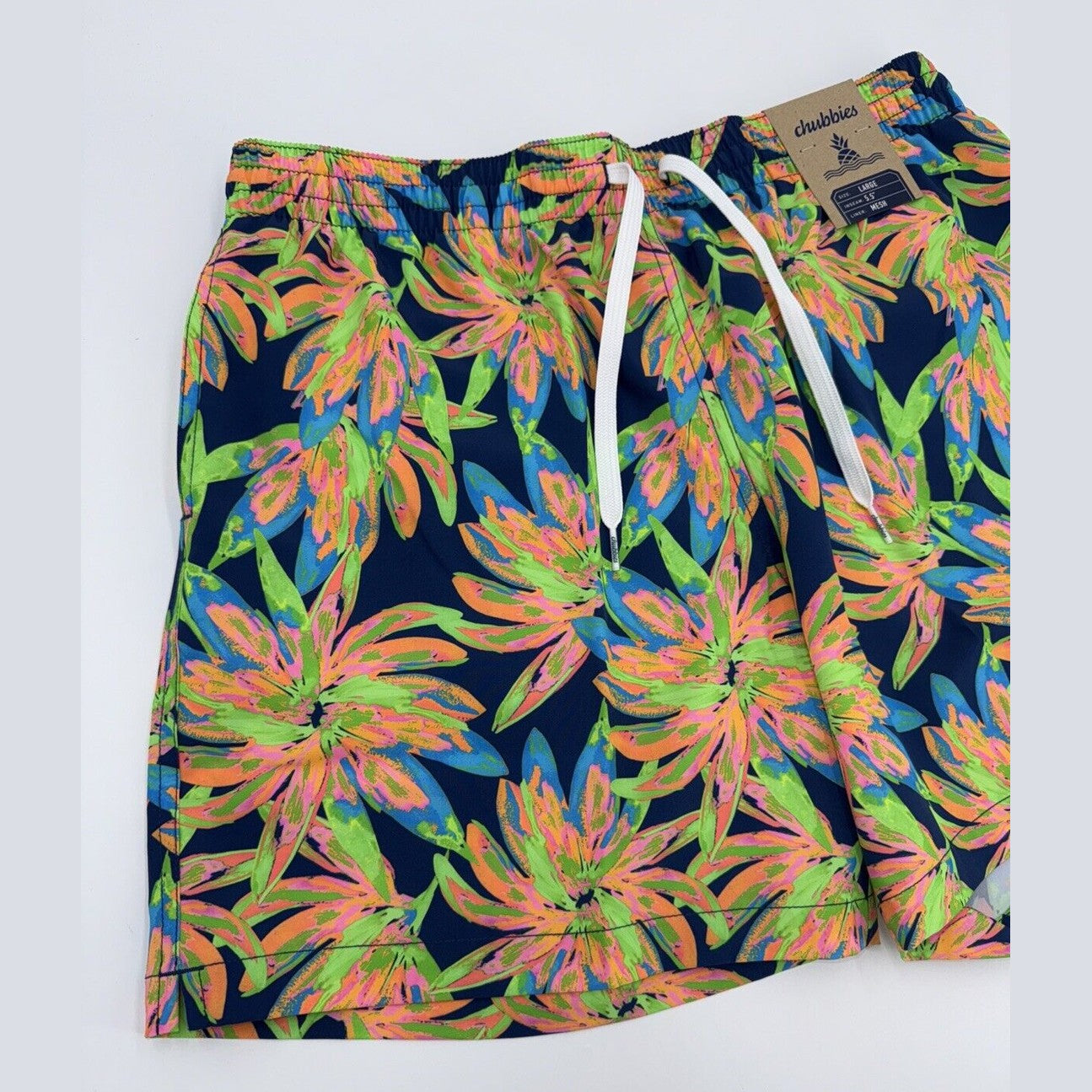 $70 Chubbies The Ocean Flowers 5.5" Inseam Swim Trunks-Multi -Large -New Tag