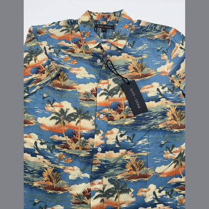 $128 Slate & Stone Island Floral Viscose Shirt Short Sleeve-Multicolor-Medium