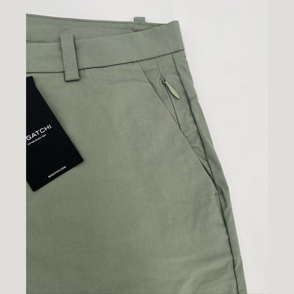 $139 Bugatchi Men’s Flat Front Bermuda Stretch Chino Shorts- Green-Size: 32W-New