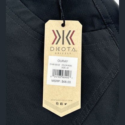 $68 Dkota Grizzly Men’s Ouray Shorts - Iron- Size 32 - NWT