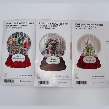 Lot Of 3  Up With Paper Snow Globe Pop Up -  Christmas Cards - You Get 3 Cards!