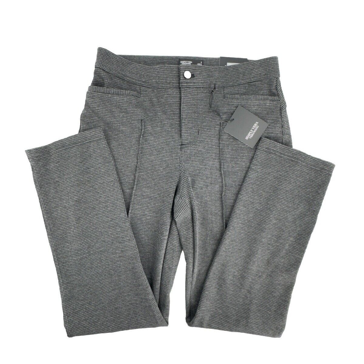 Simply Vera Wang Women’s Mid-Rise Pintuck Ponte Skinny Pants - Houndstooth-Small