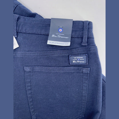 $109 Ben Sherman Men’s Straight Fit Stretch Terry Denim Jeans-Navy- 31W 30L-New