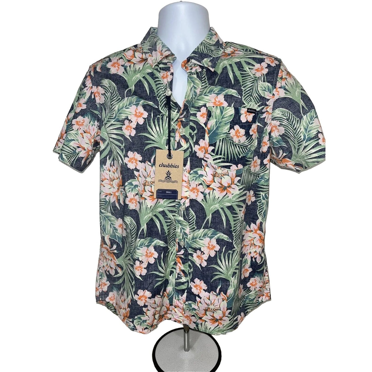 Chubbies Shirt Mens Blue Hawaiian The Resort Friday Pullover Floral-Small- New