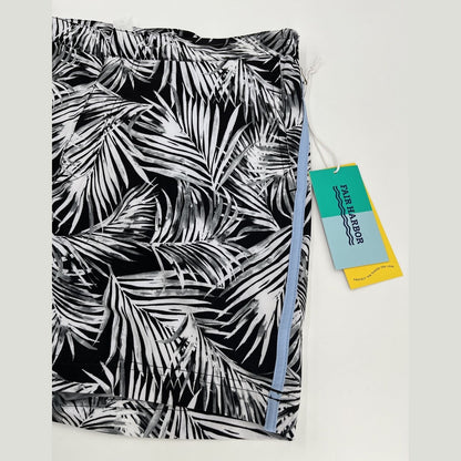 $68 Fair Harbor Men’s Palm Leaf Outdoor Casual Swim Trunks-Black/White-30W-New