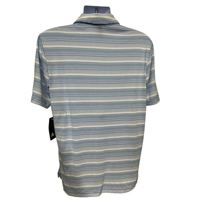 $65 Adidas Men’s Gradient Striped Polo Golf Shirt- Real Blue/White-Medium-New