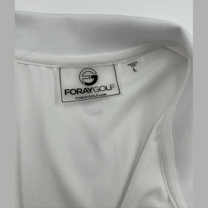 Foray Golf Women’s Zip front sleeveless Polo Shirt-White- Large -NEW Tag $130