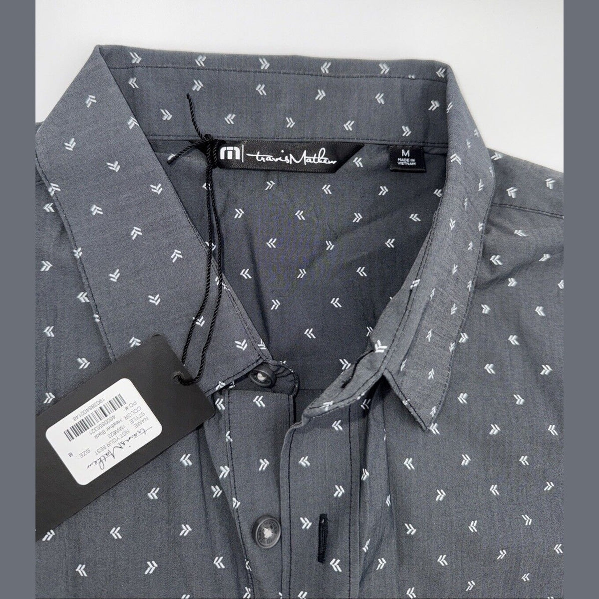 $100 TRAVIS MATHEW Men’s Not Your Best Button Up Shirt- Heather Black-Medium-NEW