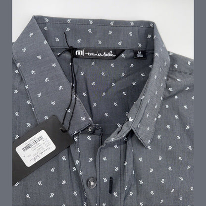 $100 TRAVIS MATHEW Men’s Not Your Best Button Up Shirt- Heather Black-Medium-NEW