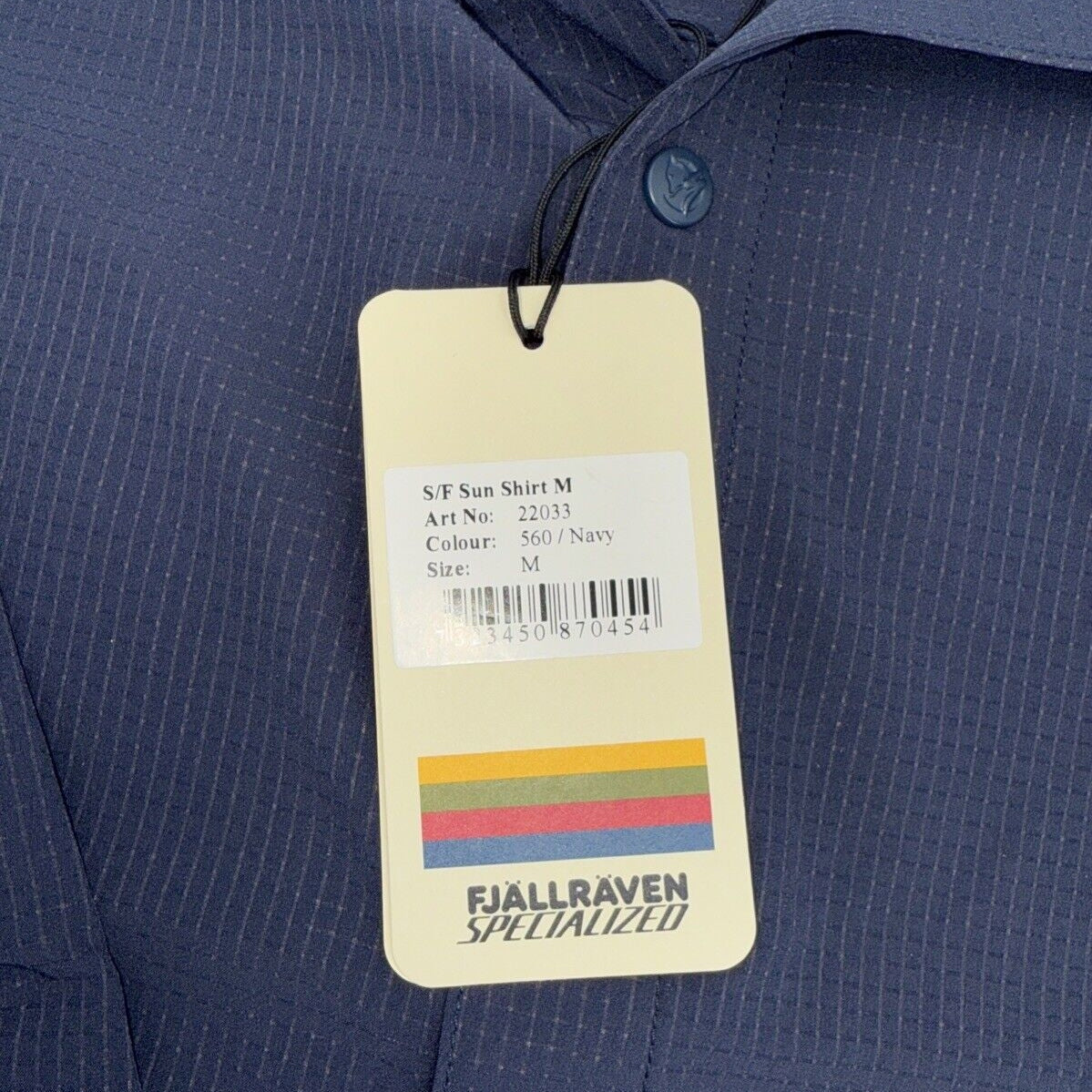 $150 FJALLRAVEN Men’s Specialized S/F Sun Long Sleeve Shirt- Navy- Medium - New