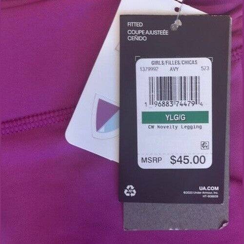 $45 Under Armour Youth Girl’s Cold Weather Leggings Kids- UA Purple-Youth XLarge