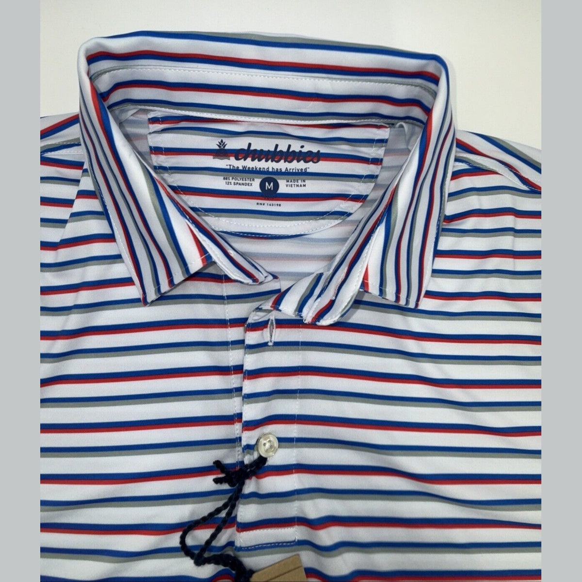 Chubbies Men's The 4th Of Ju-Line Performance Polo Shirt-White Multi-Medium-New