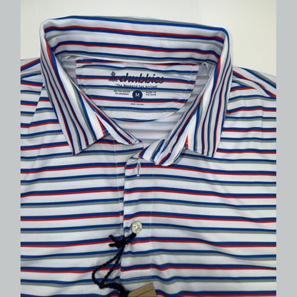 Chubbies Men's The 4th Of Ju-Line Performance Polo Shirt-White Multi-Medium-New