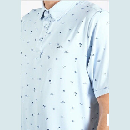 $75 Palm Golf Co. Men's Beachside Stretch Golf Polo Shirt- Blue - Small-New Tags