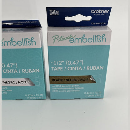 3 X Brother P-Touch Embellish Tape & Satin Ribbon ~1/2" (0.47") -NEW-LOT OF 3!