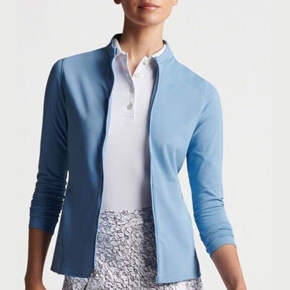 $195 Peter Millar Women’s Katy Full Zip Layer Jacket - Channel Blue- Medium-New