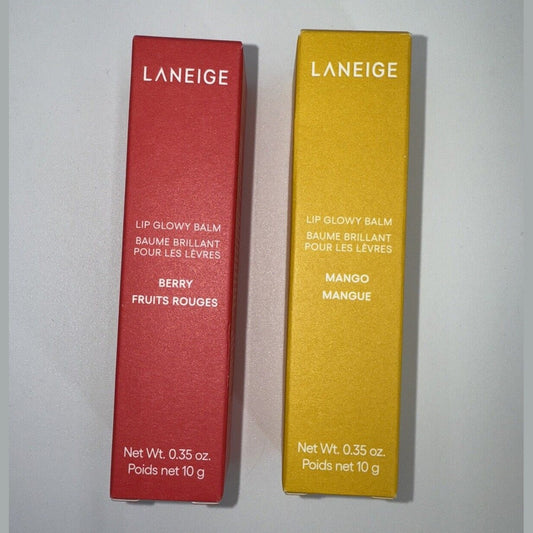 Combo Lot Of 2 LANEIGE Lip Glowy Balm- 1 Mango+ 1 Berry - Hydrates & Tint-