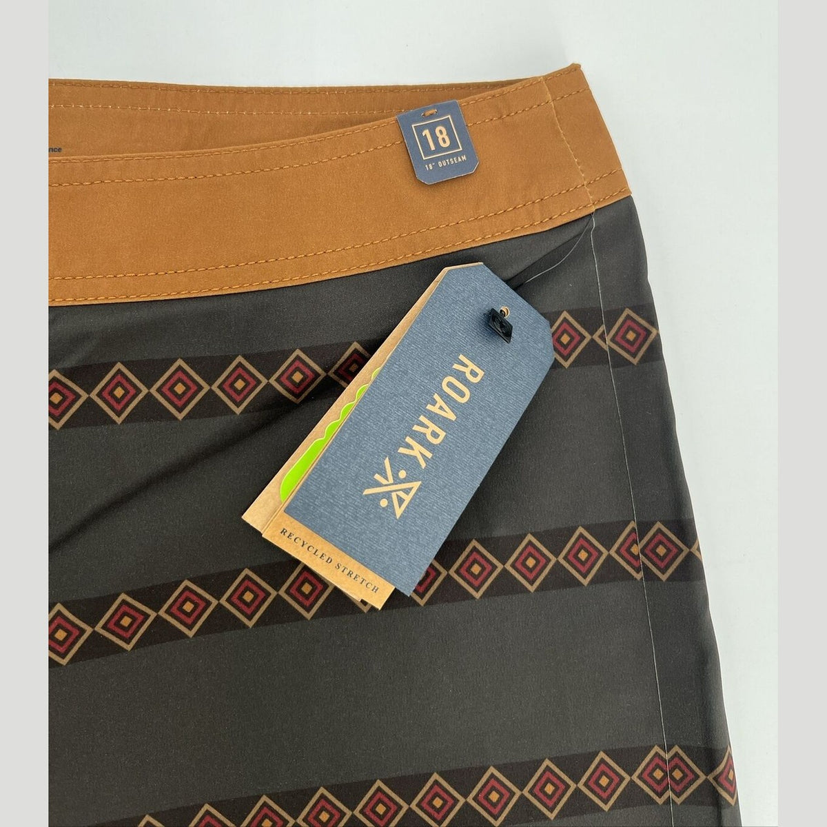 $89 Roark Men’s The Passage Primo Boardshorts Trunks Drawstring-Char Brown-36W