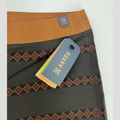 $89 Roark Men’s The Passage Primo Boardshorts Trunks Drawstring-Char Brown-36W