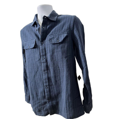 Vans Men's Station Striped Shirt Button Front -Dress Blue- Small- New Tag $50