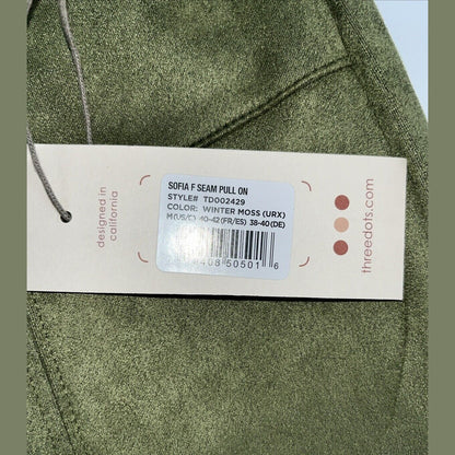 $119 Three Dots Women’s Sofia Front Seem Pull On Pants- Green Moss -Medium-New