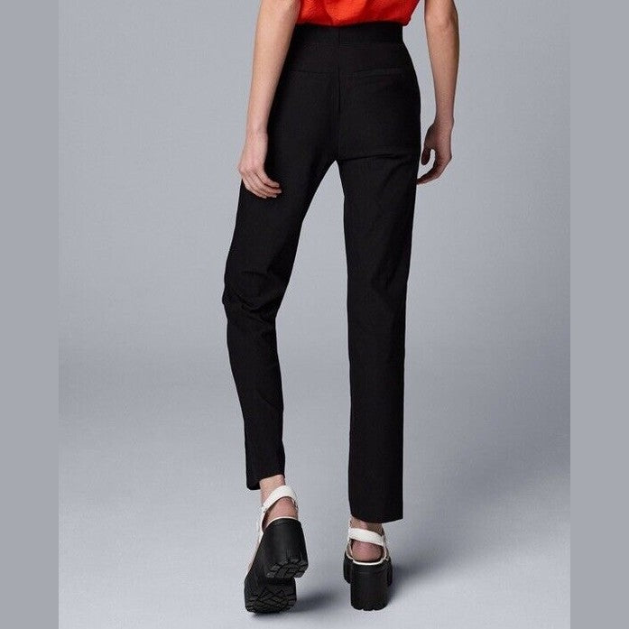 Simply Vera Women’s High Rise Pintuck Slim Straight Pants- Black- Medium