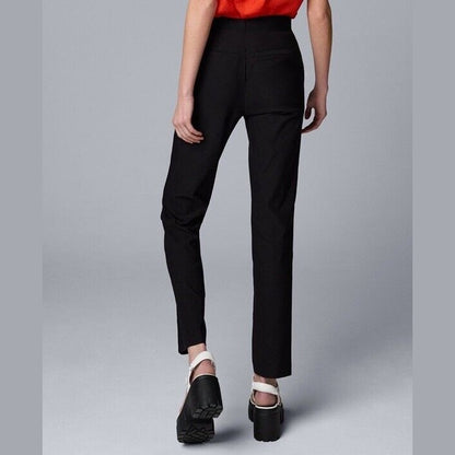 Simply Vera Women’s High Rise Pintuck Slim Straight Pants- Black- Medium
