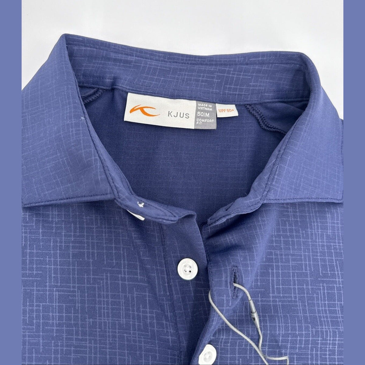 $109 Kjus Men’s Motion Golf Polo Embossed Performance Shirt-Navy-Size: 50/Medium