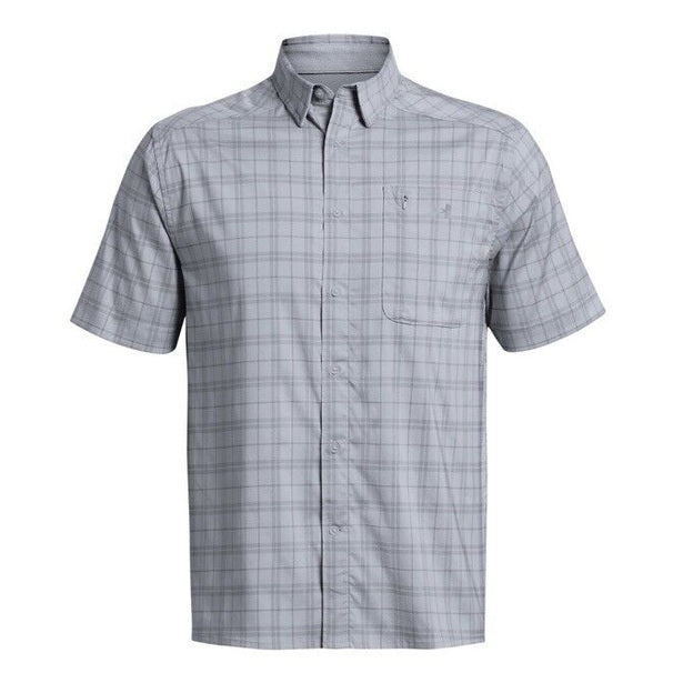 $55 Under Armour Men's Plaid UA Tide Chaser 2.0 Button Front Shirt-Grey-Medium