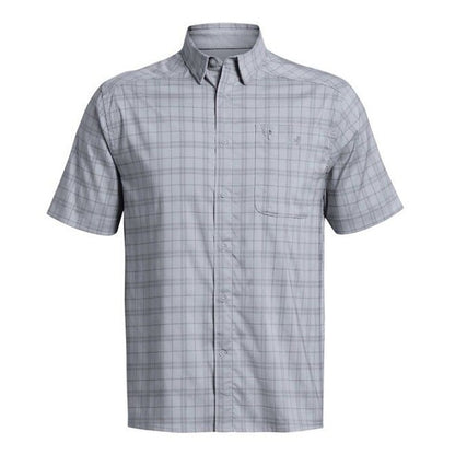 $55 Under Armour Men's Plaid UA Tide Chaser 2.0 Button Front Shirt-Grey-Medium