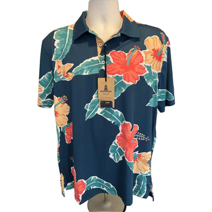 Chubbies Performance Polo Golf Stretch Shirt -Floral Reefs - Medium - New