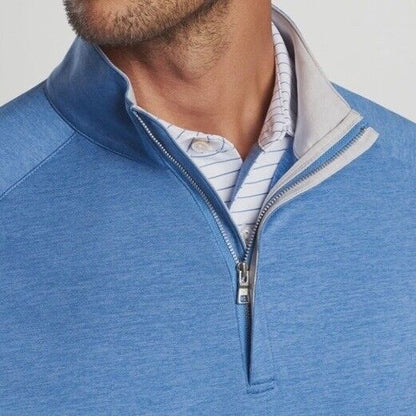 $135 Peter Millar Crown Crafted Stealth Performance 1/4 Zip Pullover-Blue-Small