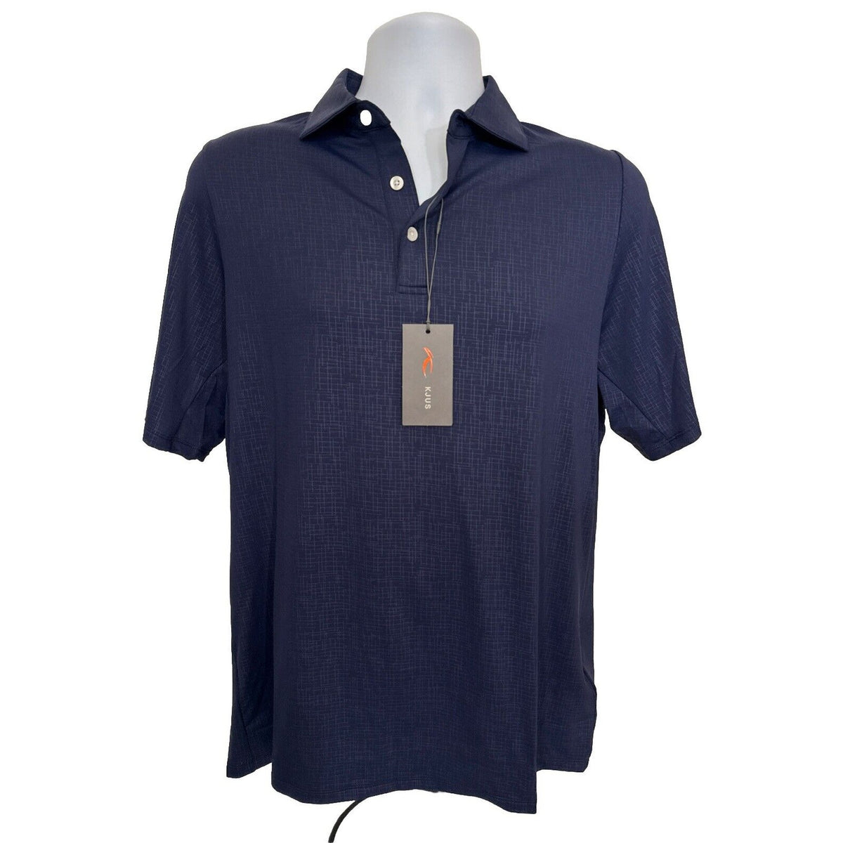 $109 Kjus Men’s Motion Golf Polo Embossed Performance Shirt-Navy-Size: 50/Medium
