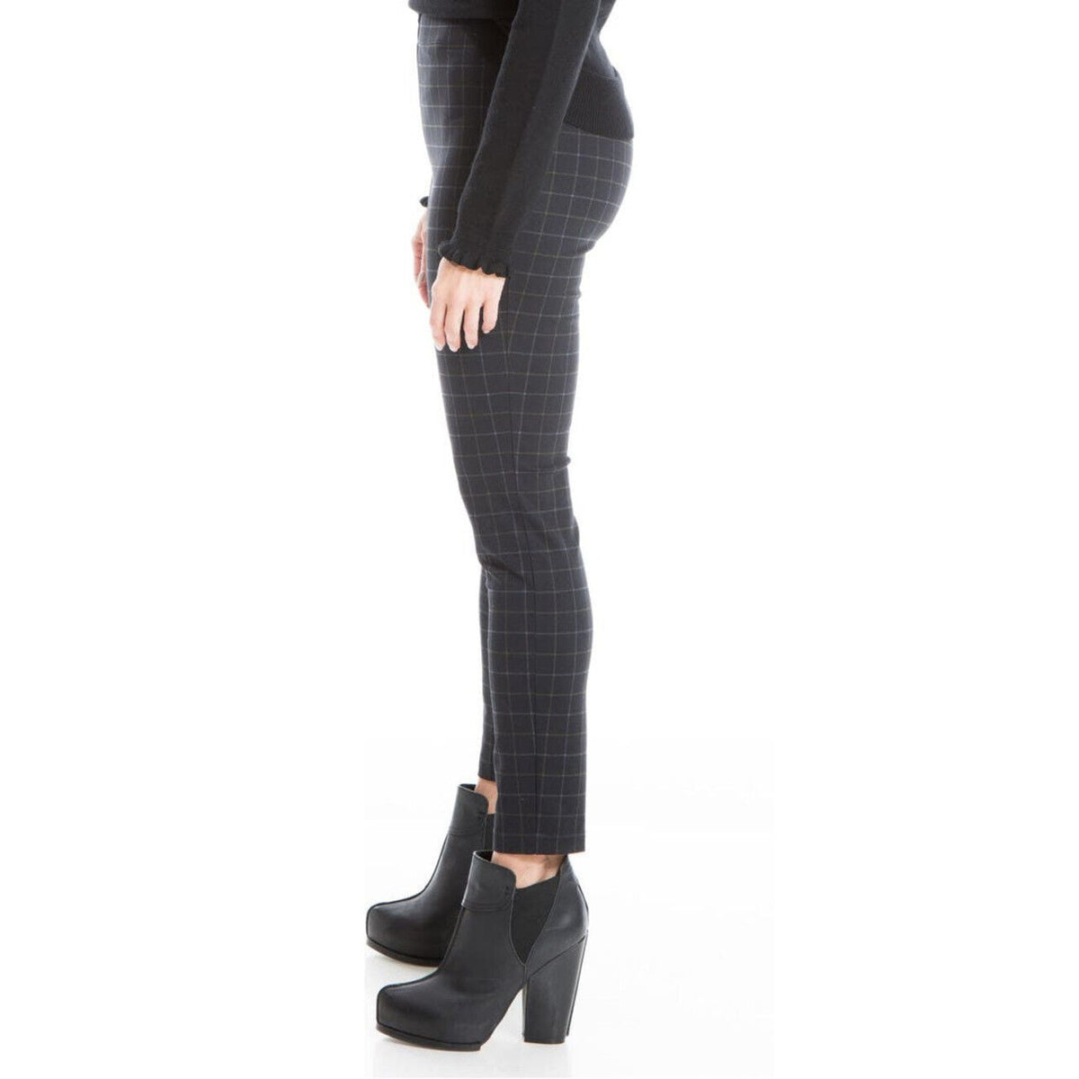 Max Studio High Waist Skinny Leggings- Black Gray Plaid-Medium- NWT - $98 MSRP
