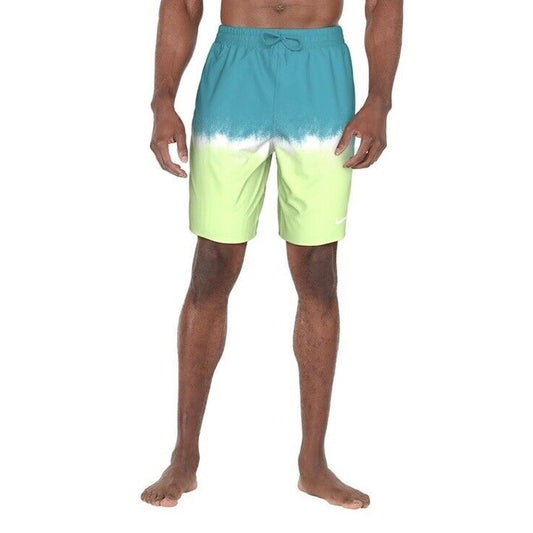 NIKE Men’s Shorts Swim Trunks NESSF547 Ocean Volley 9”-Teal/Yellow-Medium -New