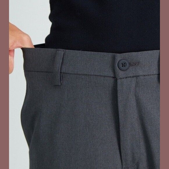 Haggar Men’s Cool Right Performance Flex Slim Fit Flat-Front Pants-Black-32Wx32L