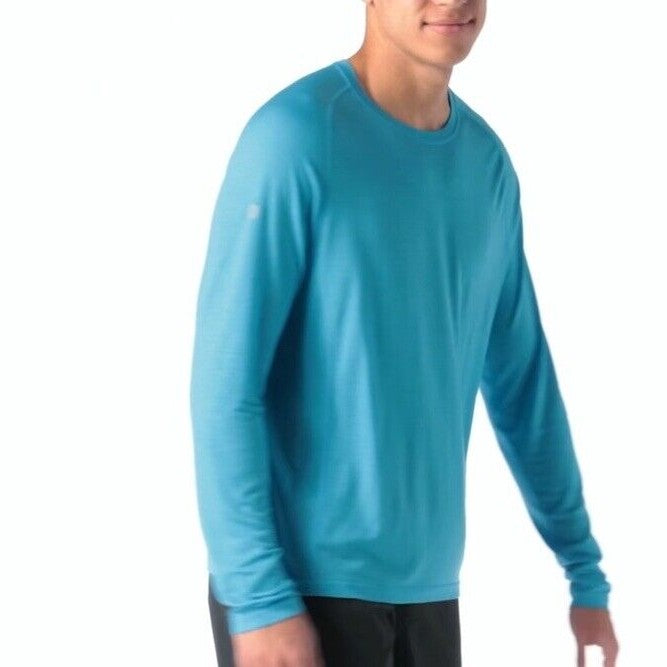 $75 Smartwool Men’s Active Ultralight Long Sleeve Shirt-Iceberg Blue-Medium-New
