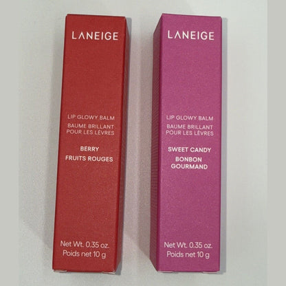 Combo Lot Of 2 LANEIGE Lip Glowy Balm- 1 Candy + 1 Berry - Hydrates & Tint-