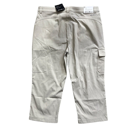 $65 EDDIE BAUER Women’s Tech Capri Pants Cargo Nylon Stretch-Pumice-Size: 10-NEW